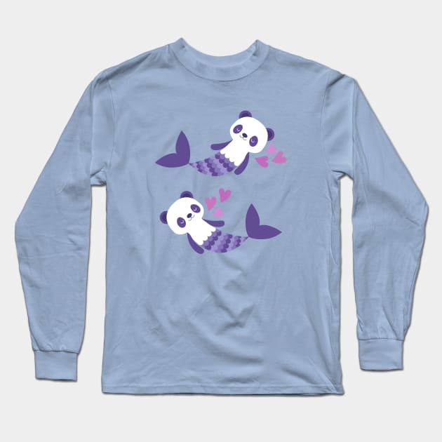 Cute purple merpandas Long Sleeve T-Shirt by petitspixels